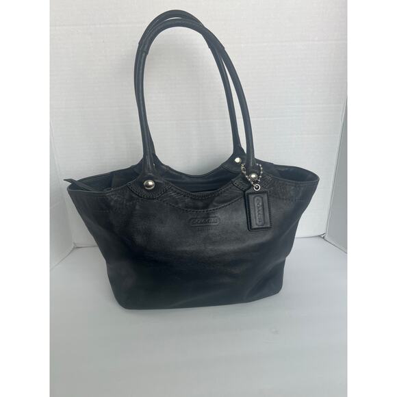 Coach Black Leather Bleecker Legacy Zip Closure Shoulder Handbag Tote Purse - Picture 1 of 11